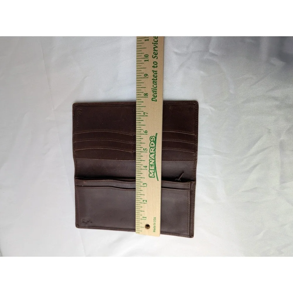 Vintage Polo Ralph Lauren Long Wallet Bifold Brown Tartan‎ Leather Checkbook